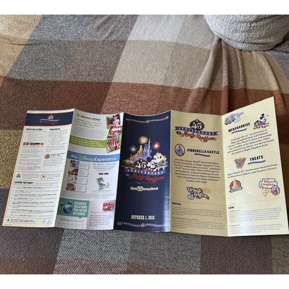 NEW Disney World Magic Kingdom 45th Anniversary October 1 2016 Park Map Poster - Picture 6 of 8